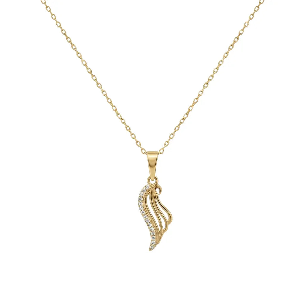 Aurelion Wing – 375 Echtgold Halskette mit Engelsflügel Anhänger & Zirkonia Suzan Gold