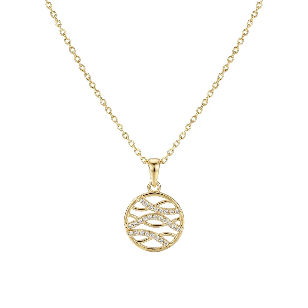 Veliora Weave – 375 Echtgold Halskette mit rundem Zirkonia-Ornament Suzan Gold