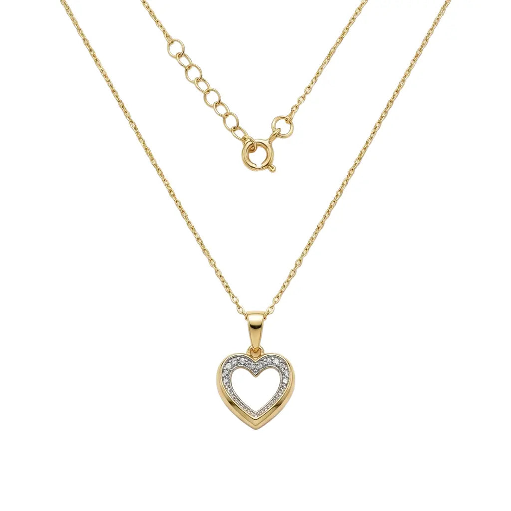 Amoréa Halo – 375 Echtgold Halskette mit offenem Herz & Zirkonia Suzan Gold