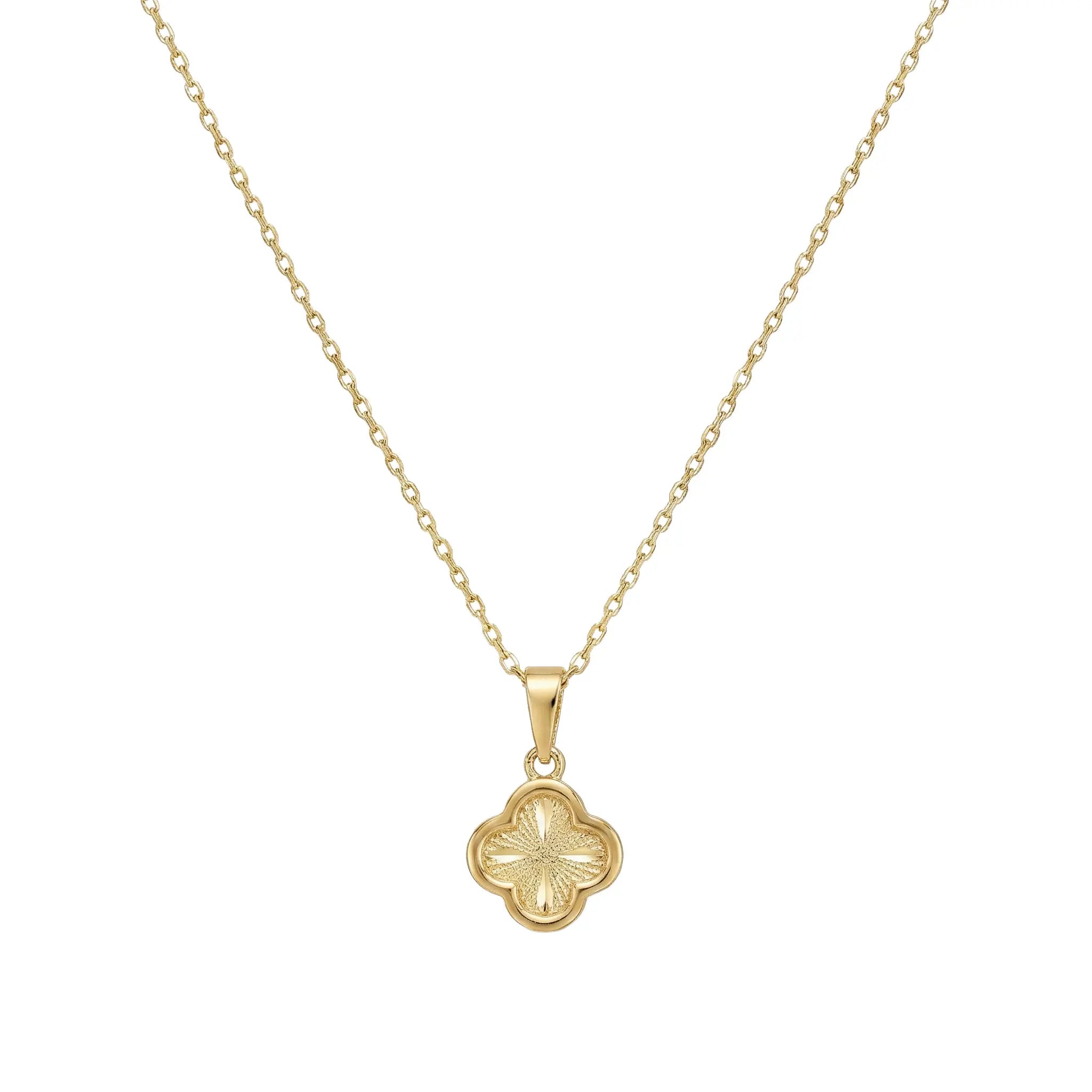Clover Spark – 375 Echtgold Kette mit Kleeblatt Anhänger Suzan Gold