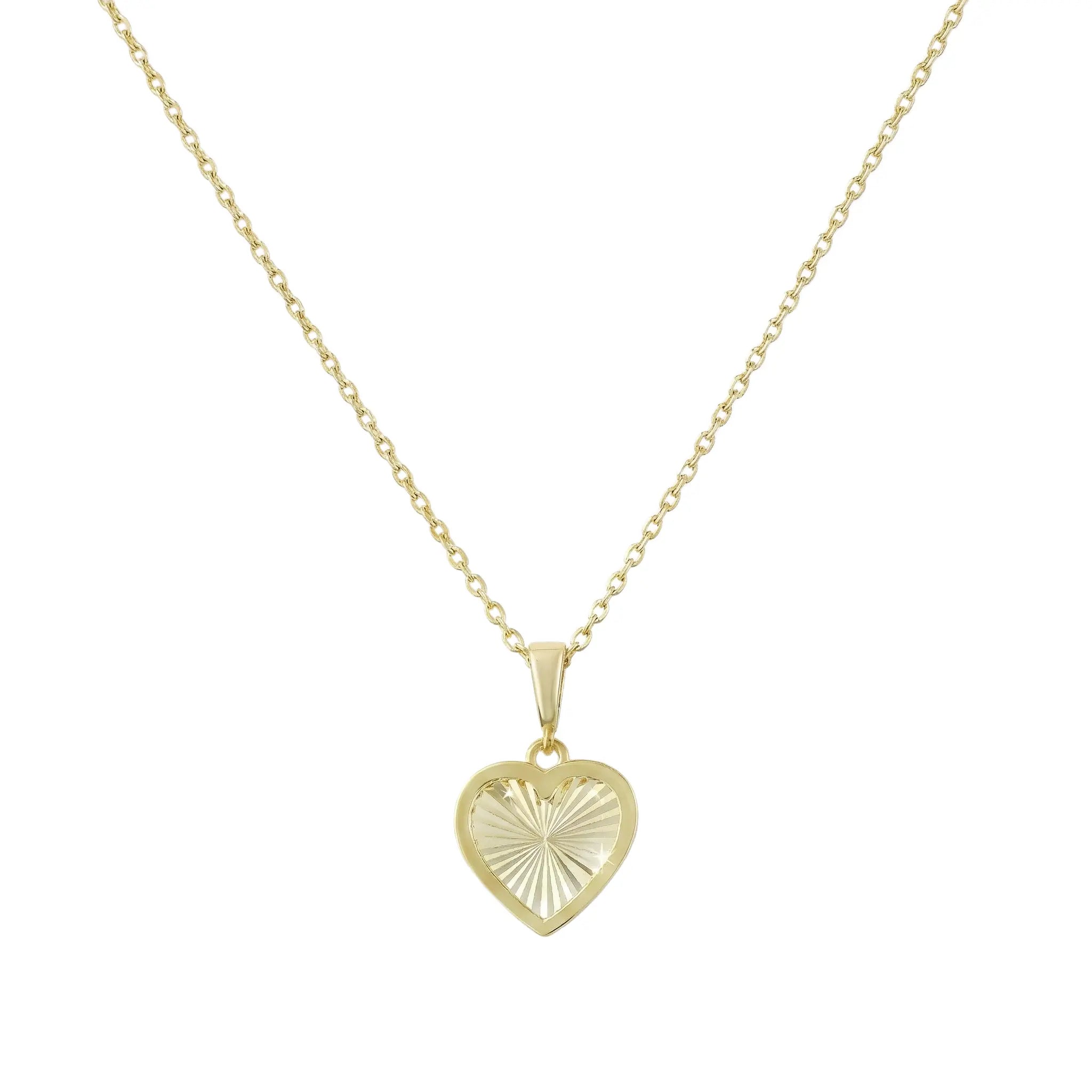 Radiant Heart – 375 Echtgold Halskette mit facettiertem Herz Anhänger Suzan Gold