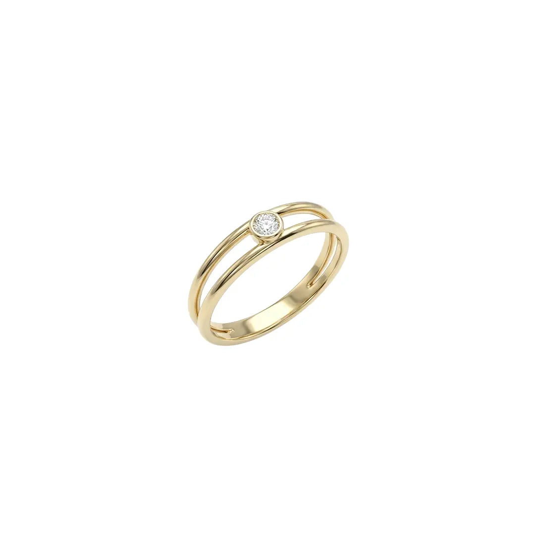 Lunelle Duo Ring aus 375 Gelbgold mit Zirkonia, filigraner Schmuck für Damen, eleganter zeitloser Klassiker.