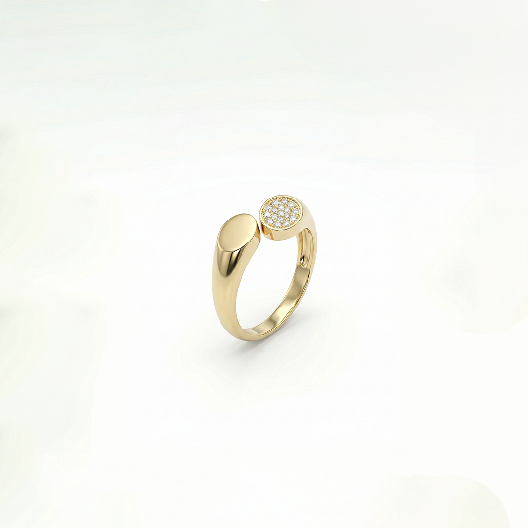 Aurevia Duo – 375 Echtgold Ring mit rundem Zirkonia Solitär im Doppelband-Design