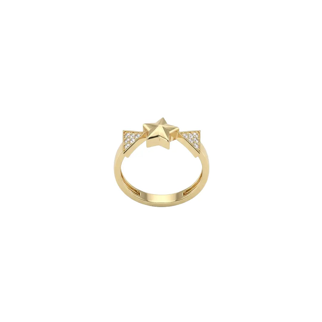 Stellara Crest Ring aus 375 Gelbgold mit Zirkonia, filigraner Schmuck für Damen, eleganter zeitloser Klassiker.