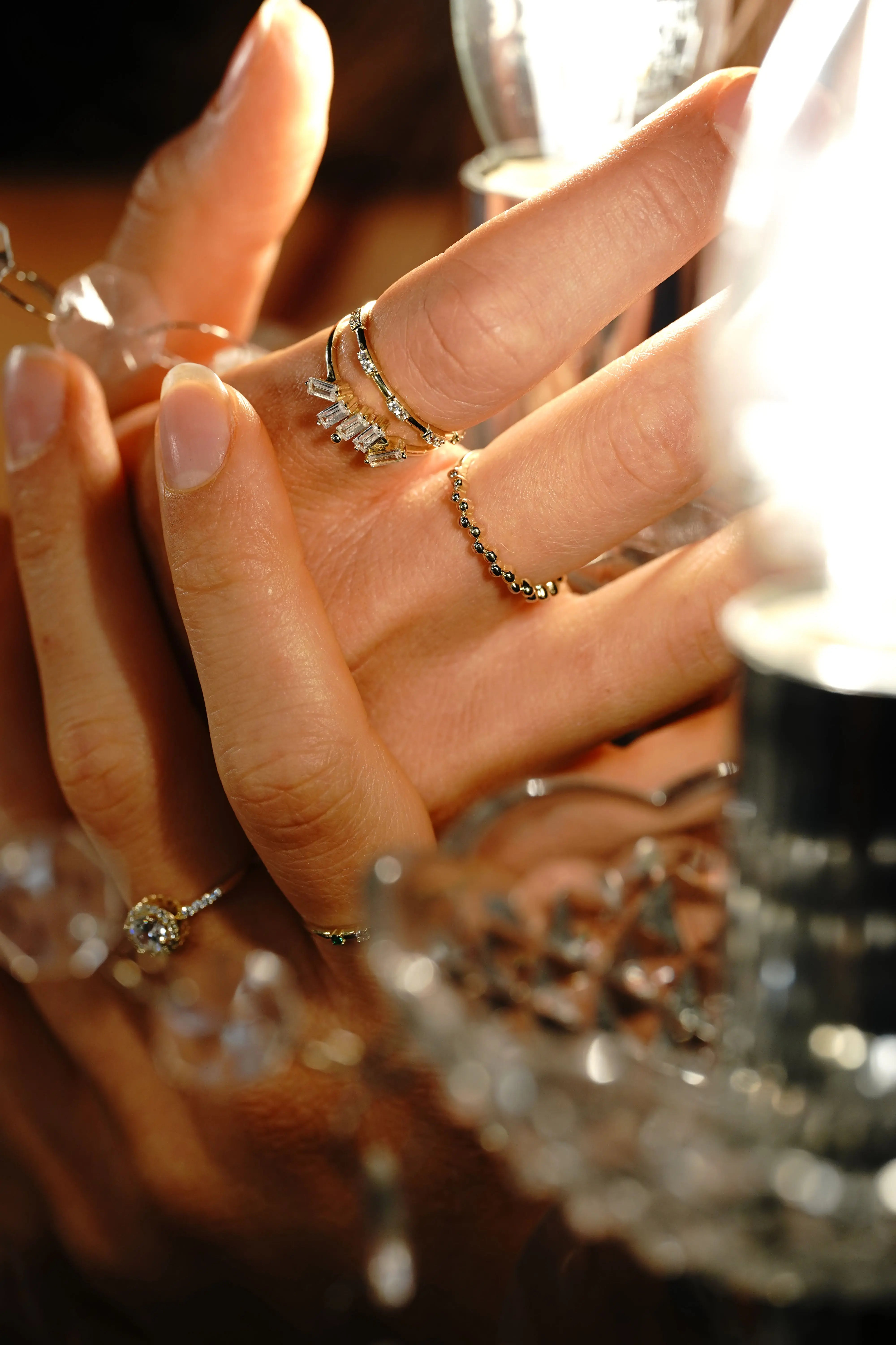 Kristall Baguette Ring Suzan Gold
