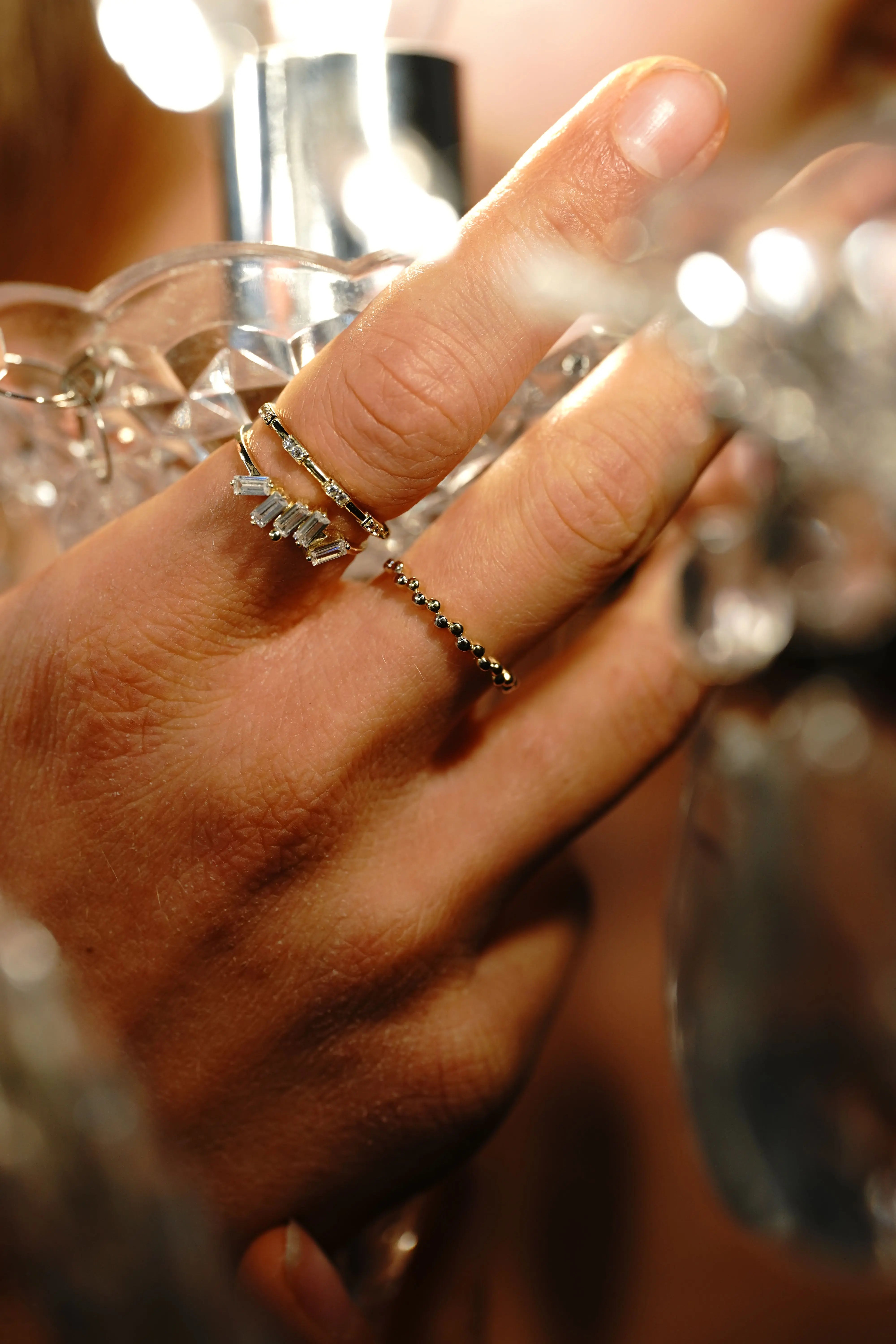 Kristall Baguette Ring Suzan Gold