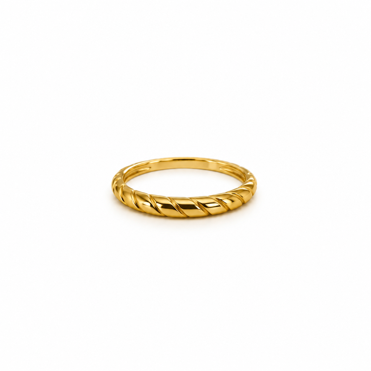 Twist Band Bandring aus 750 Gold mit gedrehtem Kordelmuster