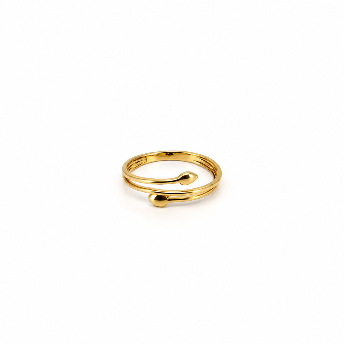 Wrap Ring aus 750 Gold mit zwei Bahnen und Tropfen-Enden