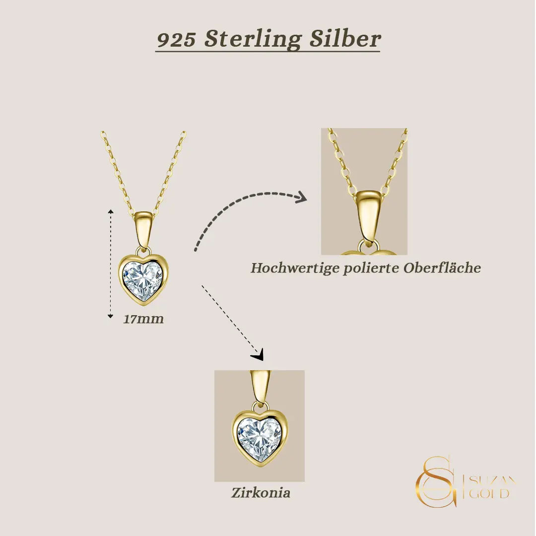 Liora Herz-Zirkonia-Kette aus 925 Silber Suzan Gold