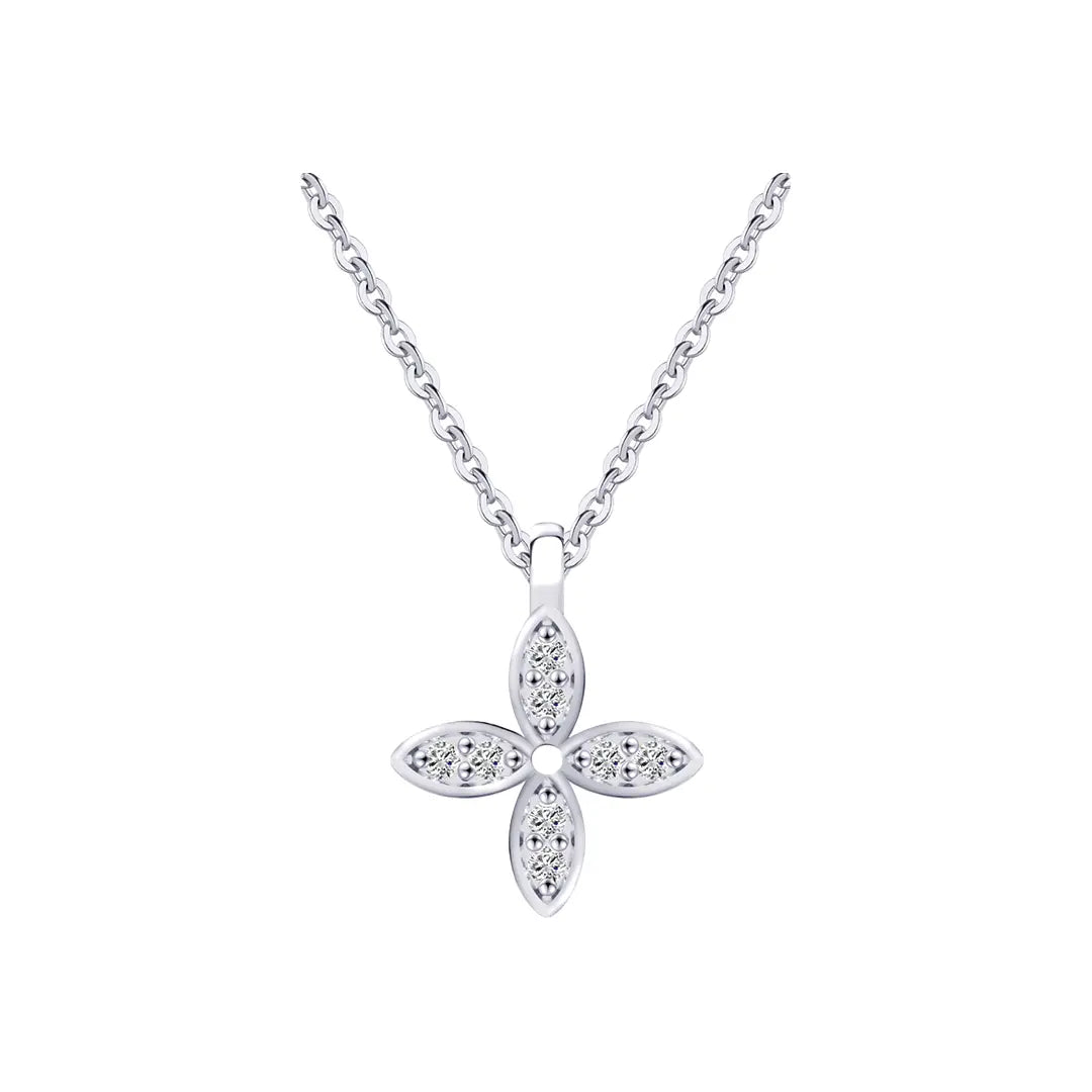 Serelina Kleeblatt-Kette aus 925 Silber mit Zirkonia Suzan Gold
