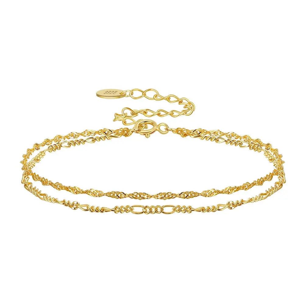 TwistGlow – Zweireihiges Armband aus 925 Silber, filigran & glänzend Suzan Gold