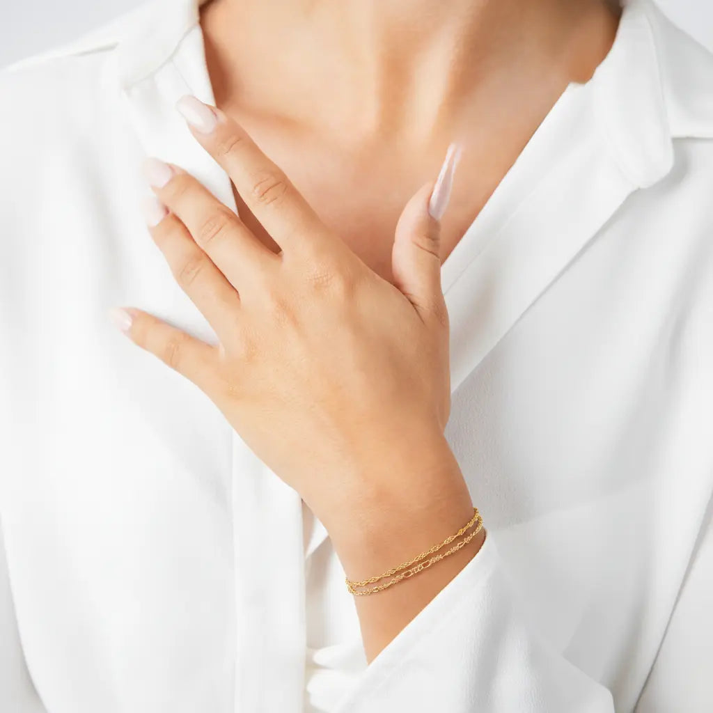 TwistGlow – Zweireihiges Armband aus 925 Silber, filigran & glänzend Suzan Gold