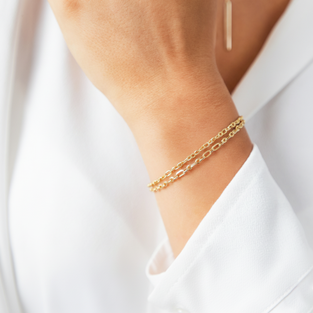 TwistGlow – Zweireihiges Armband aus 925 Silber, filigran & glänzend