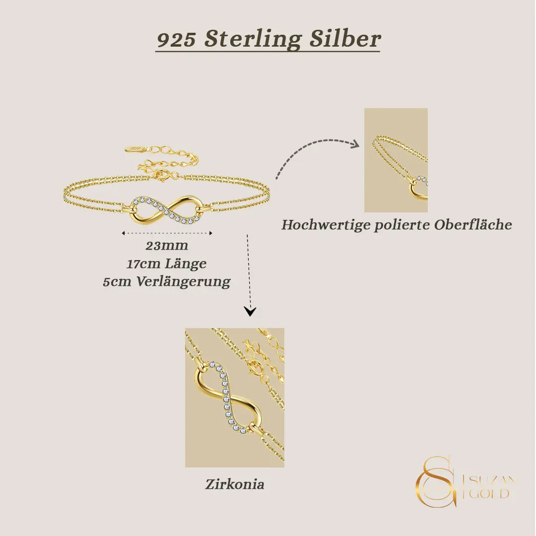 Eternelle – Zartes Armband mit Unendlichkeitszeichen aus 925 Silber Suzan Gold