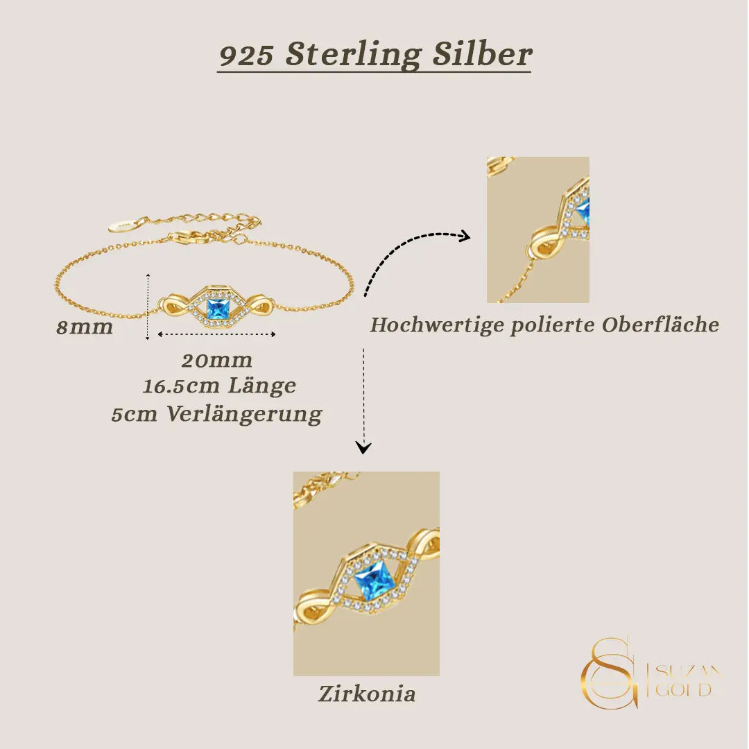 InfinityBlue – Zartes Armband mit blauen Zirkonia-Akzenten Suzan Gold