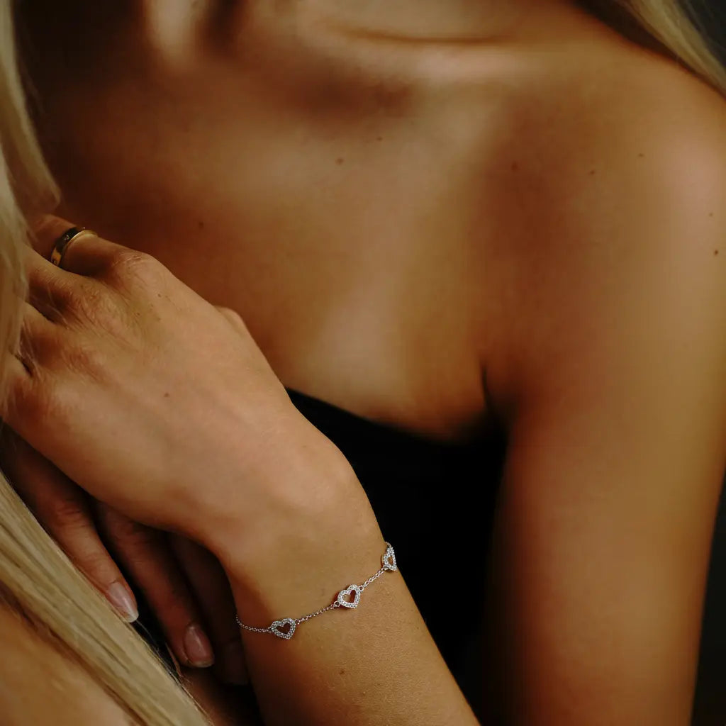 Heartlane – Zierliches 925 Silber Armband mit Herz-Zirkonia Suzan Gold