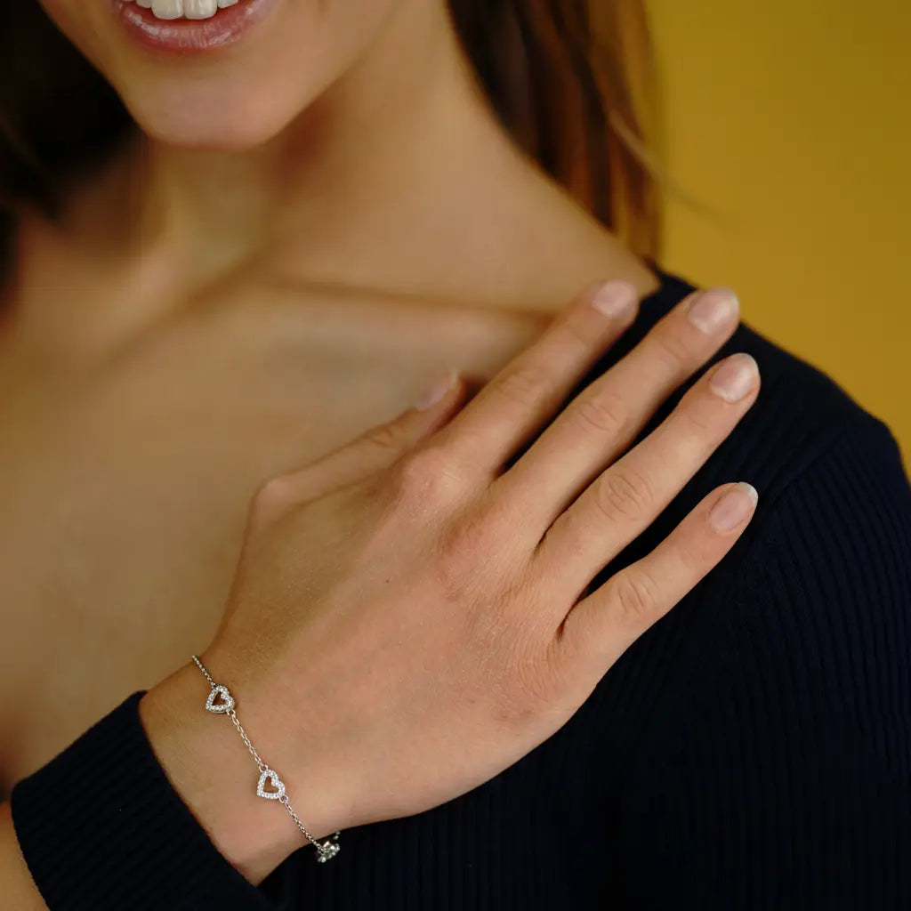 Heartlane – Zierliches 925 Silber Armband mit Herz-Zirkonia Suzan Gold
