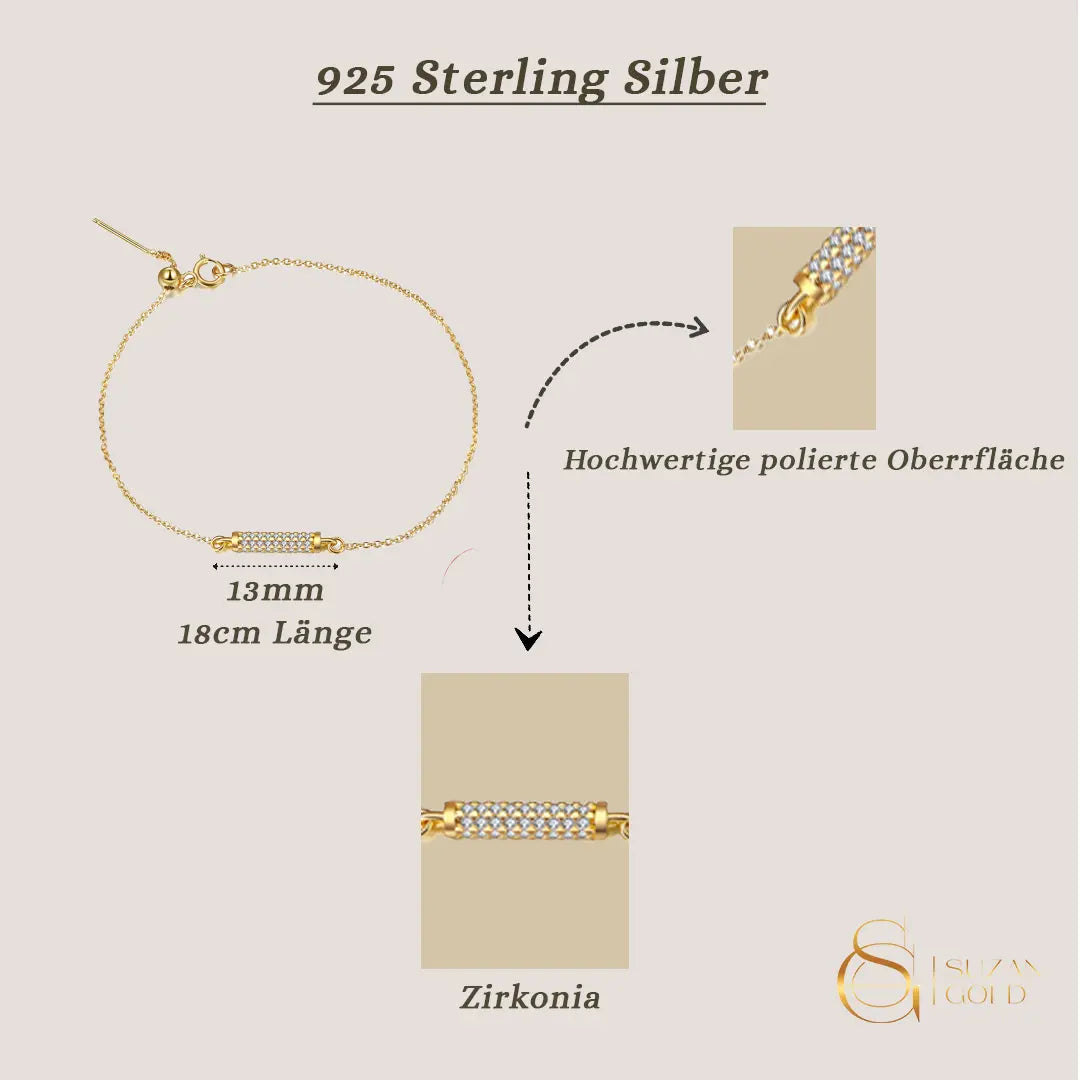 GlimmerBar – Zartes vergoldetes Armband mit Zirkonia-Zylinder Suzan Gold