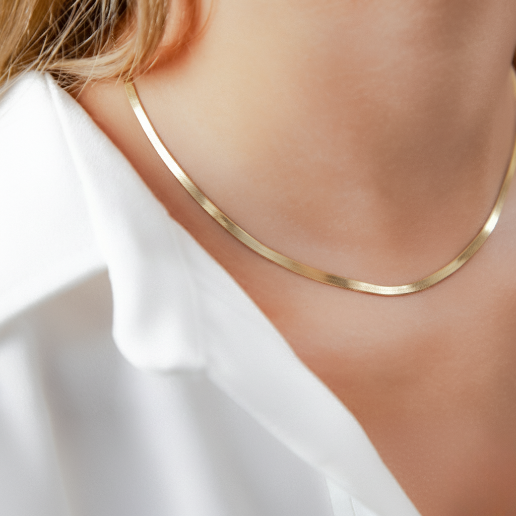 Solaro Snake Chain vergoldet – flache 925 Silberkette für Damen & Herren