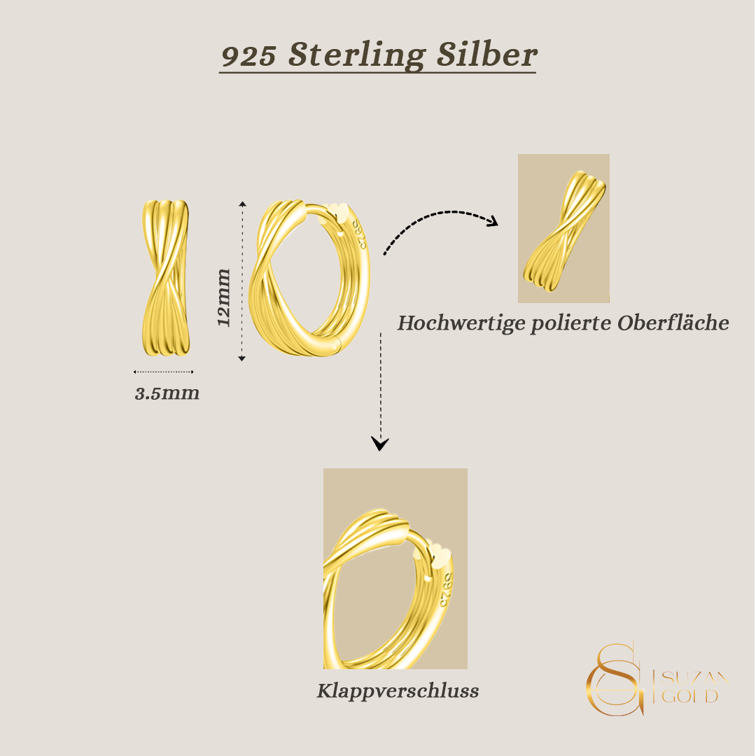 Twistia – Creolen aus 925 Silber mit überkreuztem Design