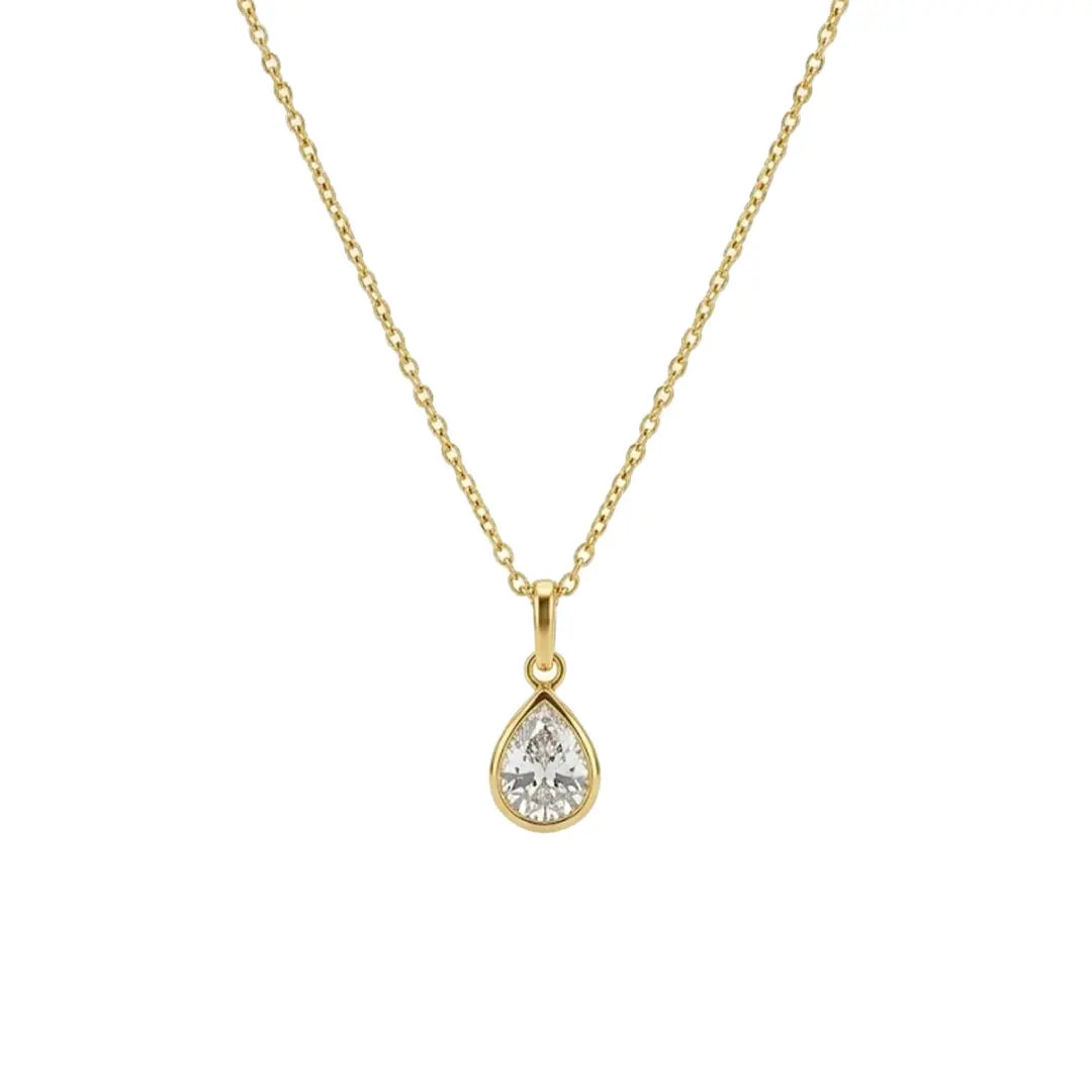 Crystal Drop Halskette 925 Sterling Silber – Elegante Silberkette mit funkelndem, rubinrotem Zirkonia-Tropfenanhänger (vergoldet) Suzan Gold