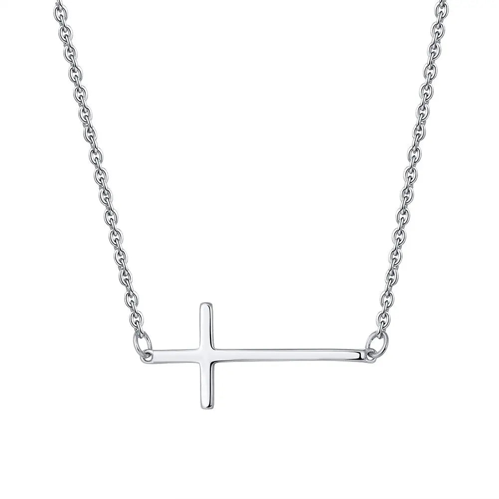 Faithline – Kreuzkette aus 925er Silber, seitlich getragen & modern Suzan Gold