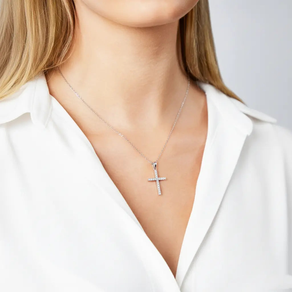 Gloryline – Kreuzkette Damen 925 Silber mit Zirkonia Suzan Gold