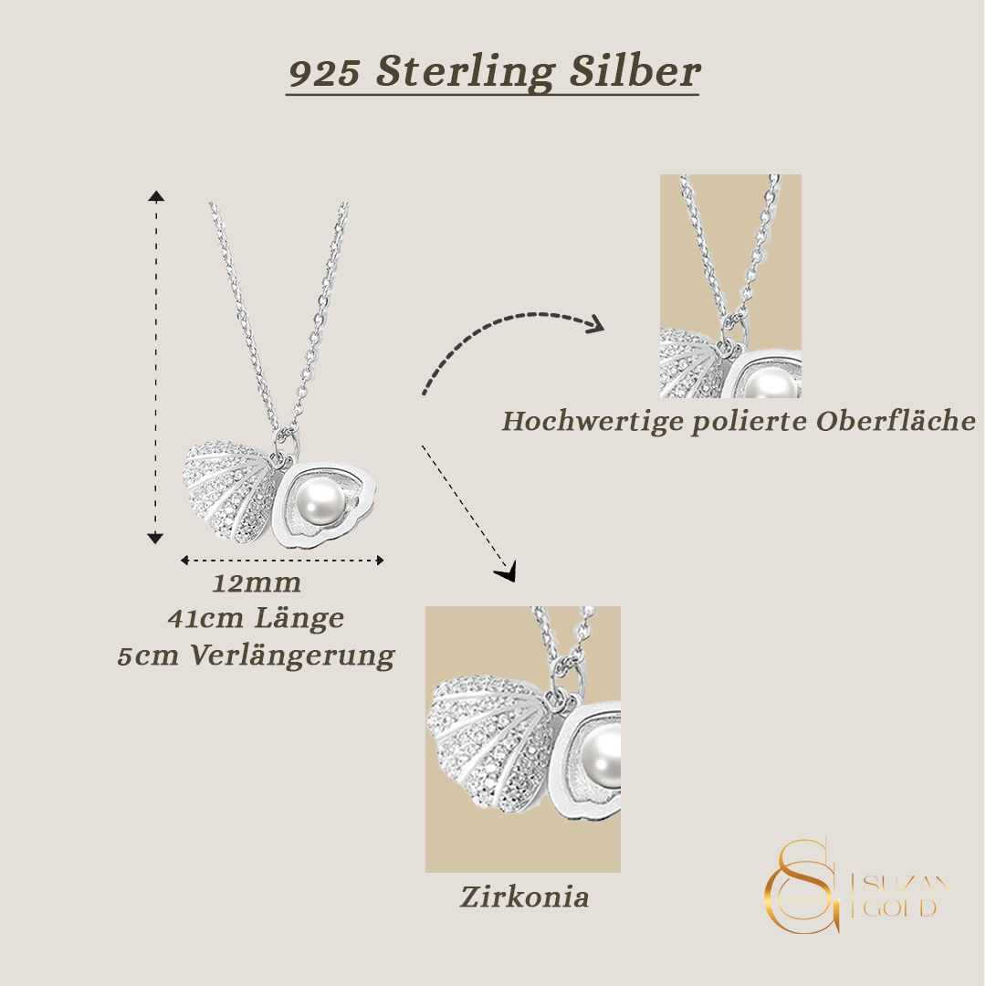 PearlShell – Muschelkette mit Perle & Zirkonia aus 925 Silber