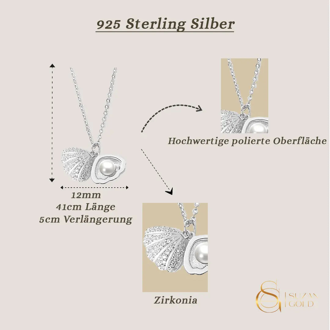PearlShell – Muschelkette mit Perle & Zirkonia aus 925 Silber Suzan Gold
