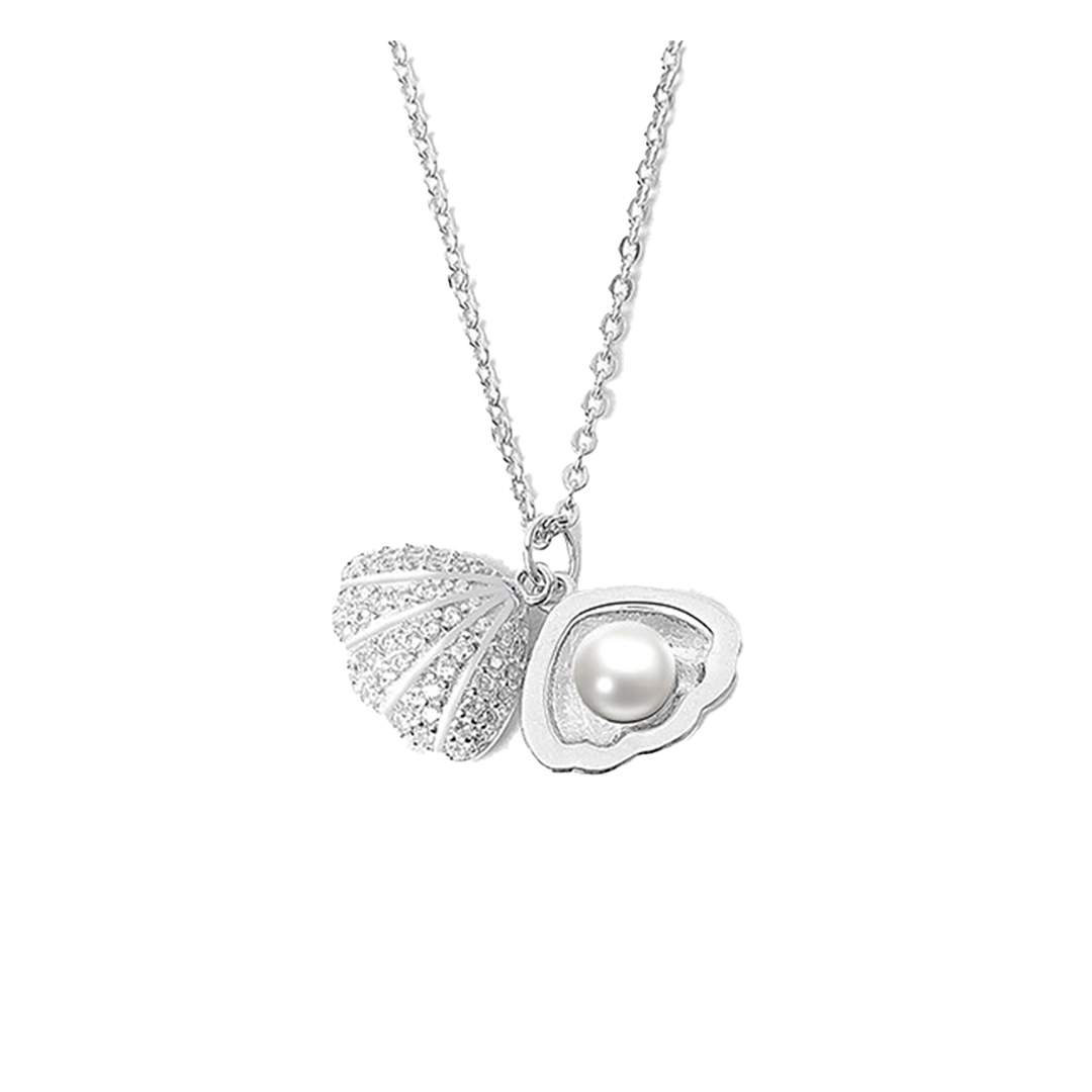 PearlShell – Muschelkette mit Perle & Zirkonia aus 925 Silber