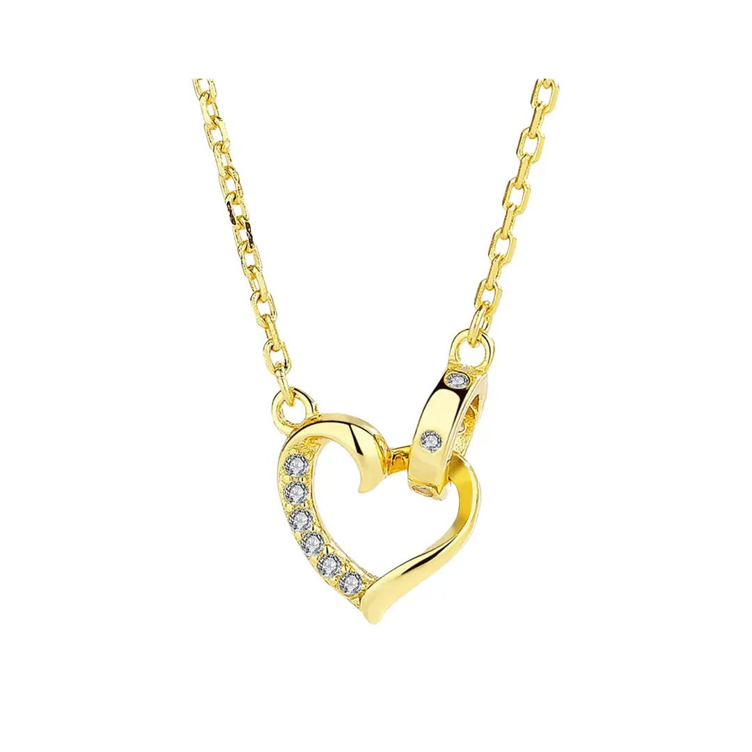 Heartlace – Zarte Herz-Halskette aus 925er Silber mit Zirkonia Suzan Gold