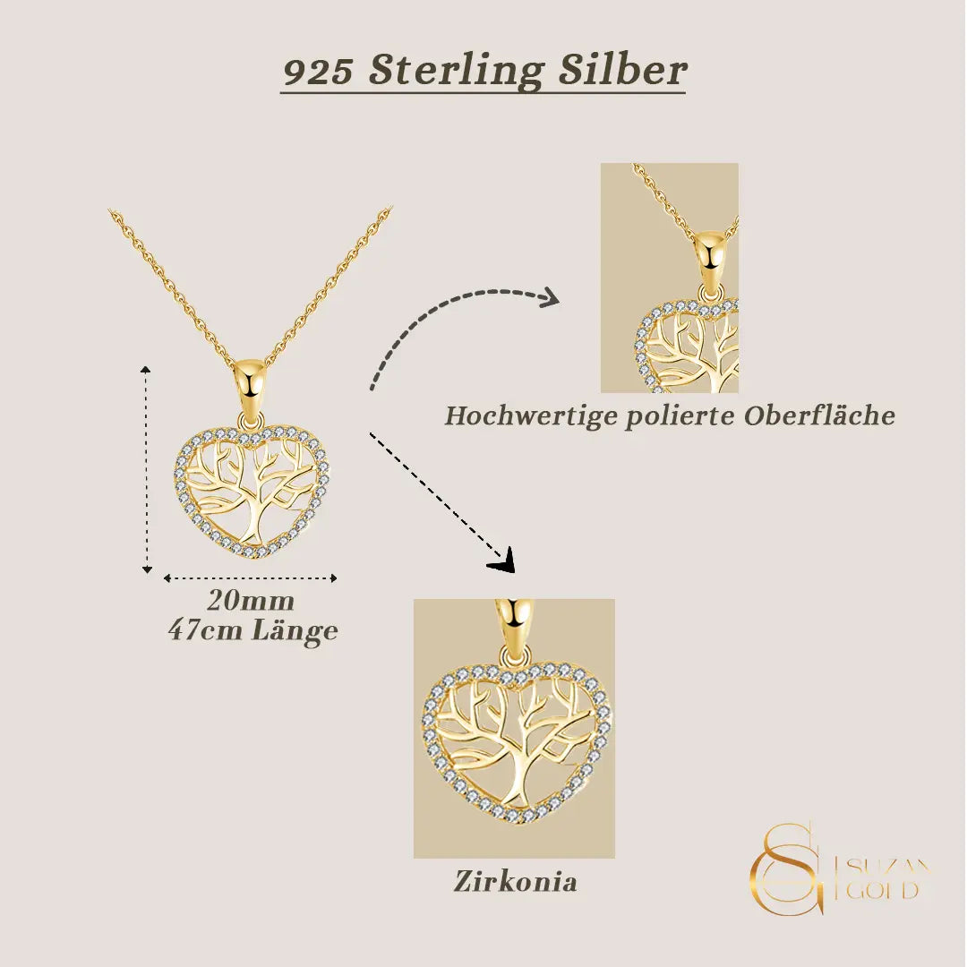Heartroots – Lebensbaum Kette aus 925er Silber Suzan Gold