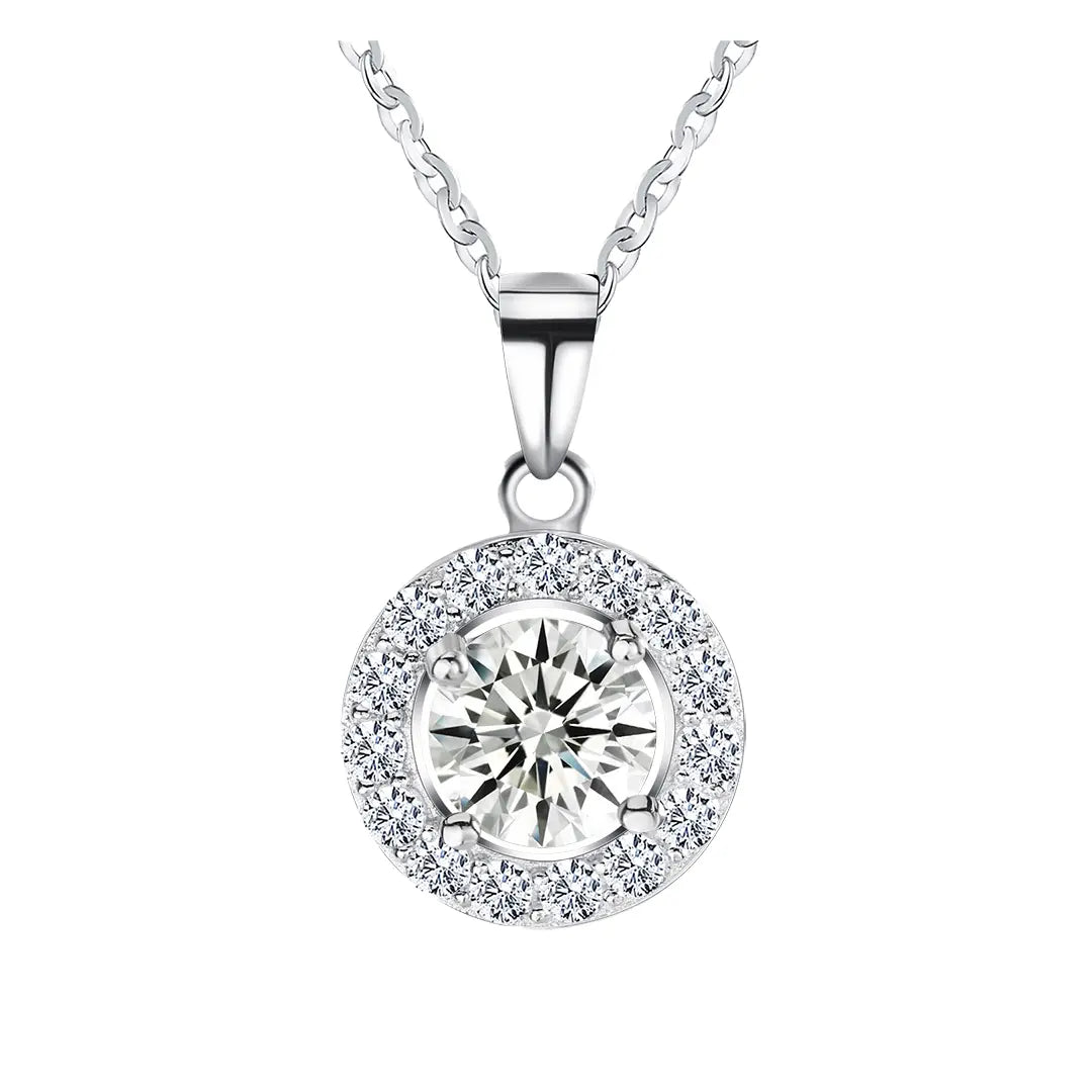 Stellara – Silberne Zirkonia-Halskette mit Halo-Anhänger Suzan Gold