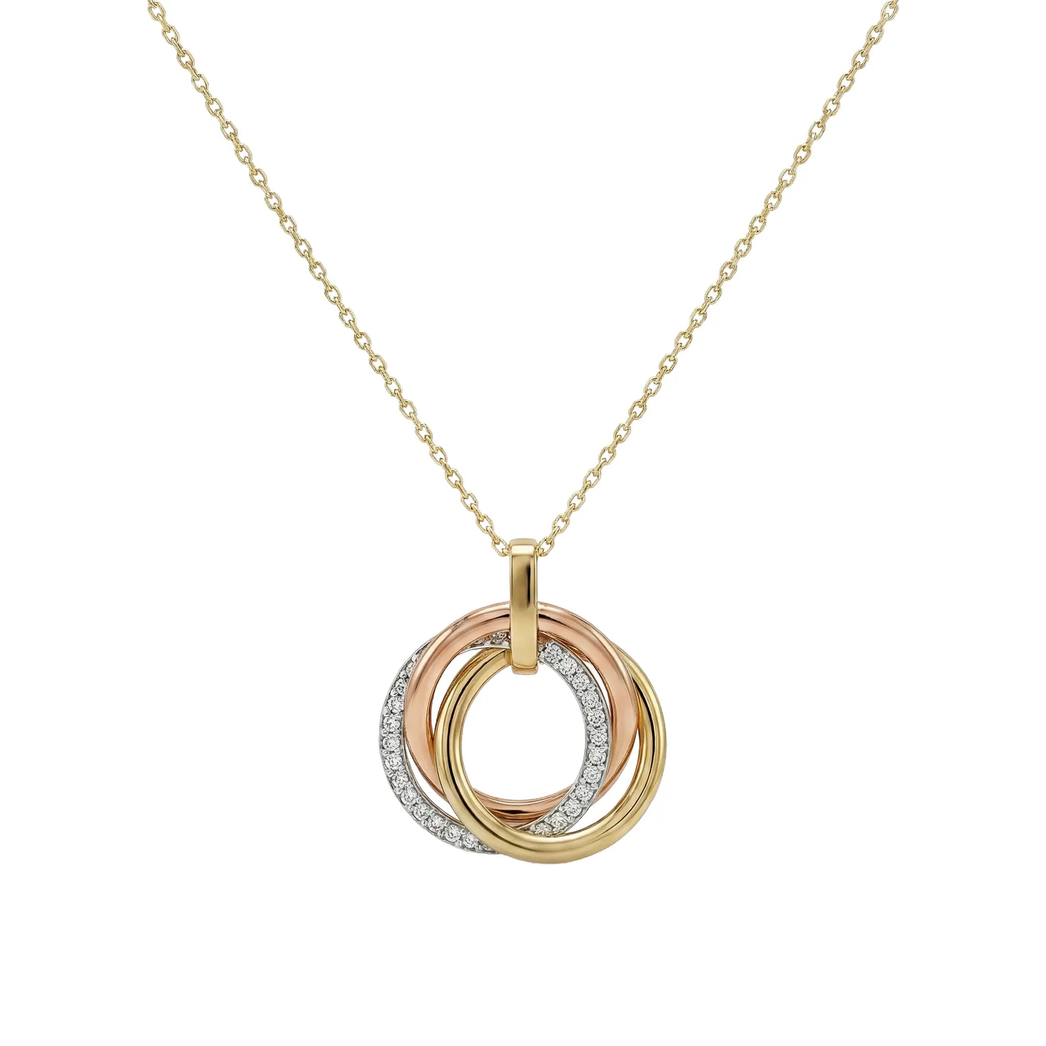 Trinitya Loop – 375 Echtgold Halskette mit drei ineinanderliegenden Ringen Suzan Gold