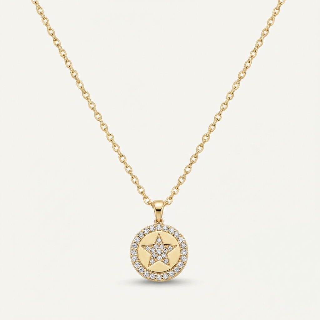 Stelliora Halo – 375 Echtgold Halskette mit Sternmotiv und Zirkonia