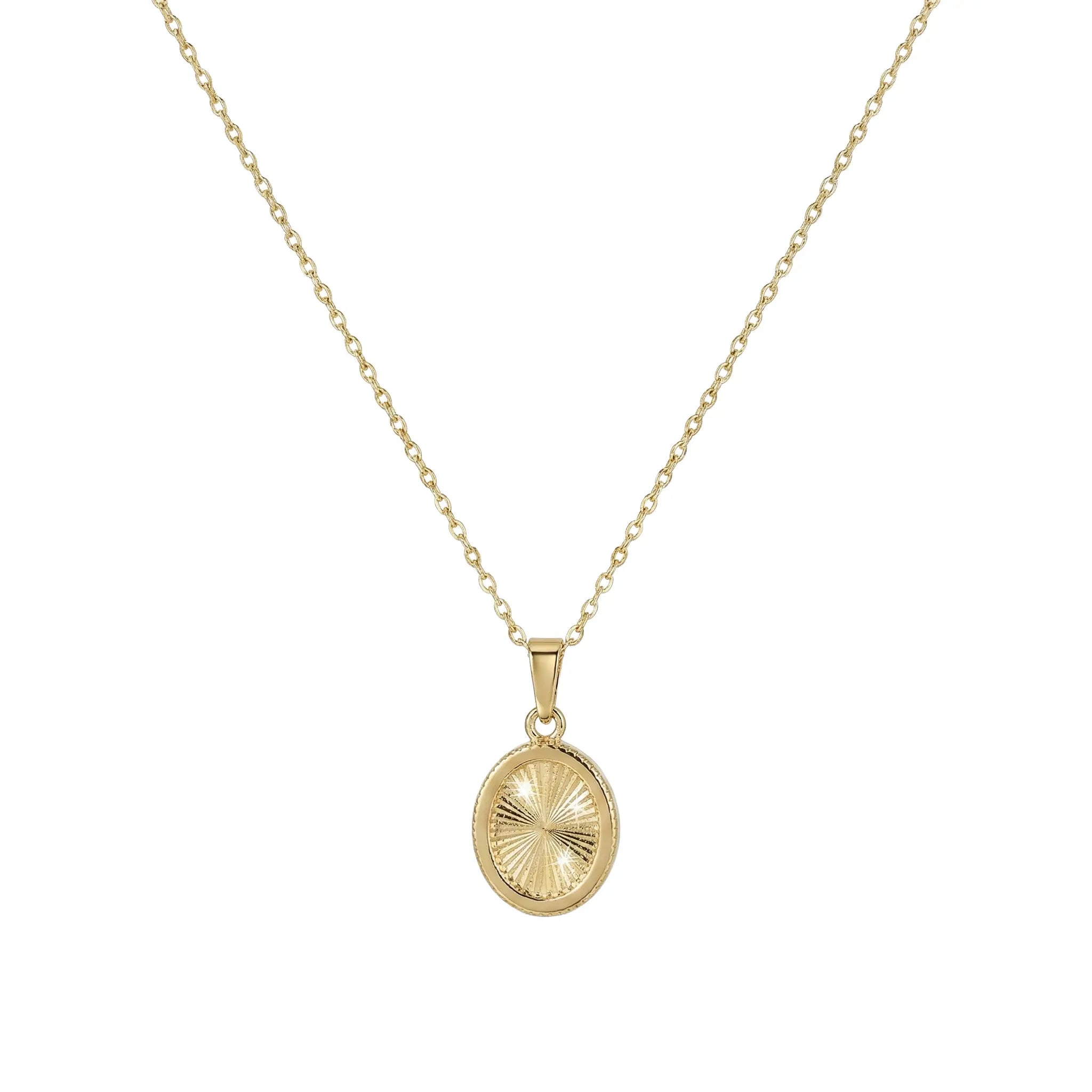 Sunveil Oval – 375 Echtgold Kette mit ovalem Strahlenanhänger Suzan Gold
