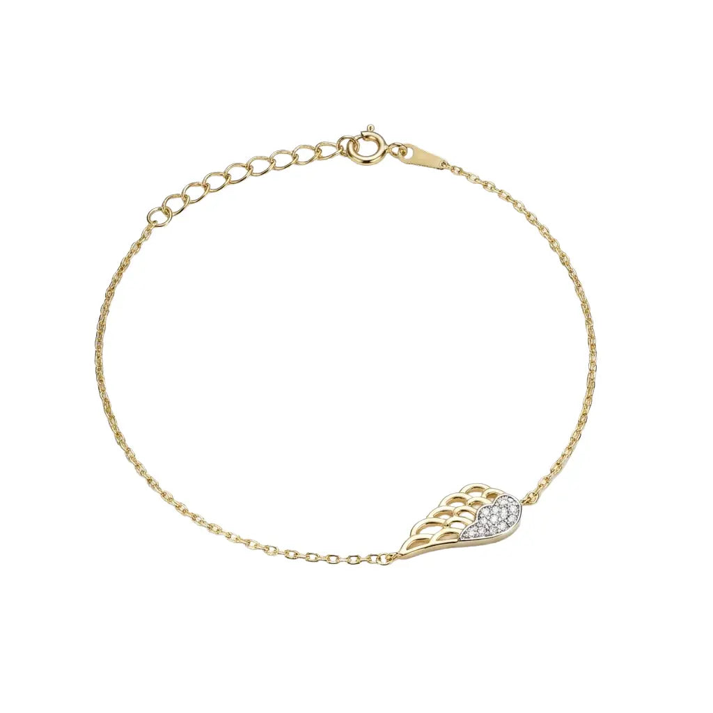 Almira Wing – 375 Echtgold Armband mit Herz Flügel Suzan Gold