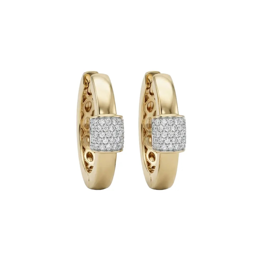 Lunara Bold Ohrringe aus 375 Gelbgold mit Zirkonia, filigrane Creolen für Damen, eleganter zeitloser Schmuck.