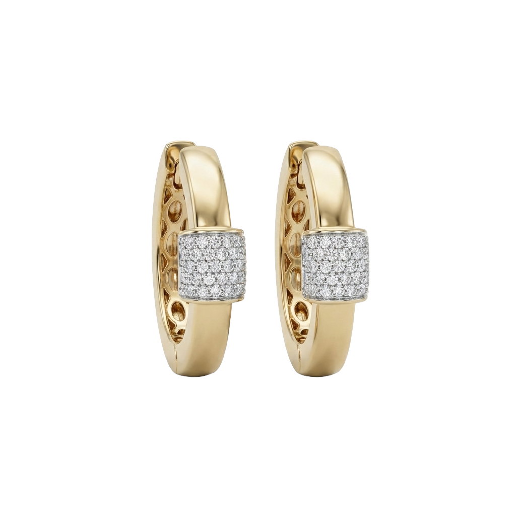 Lunara Bold – 375 Echtgold Creolen mit Zirkonia Element