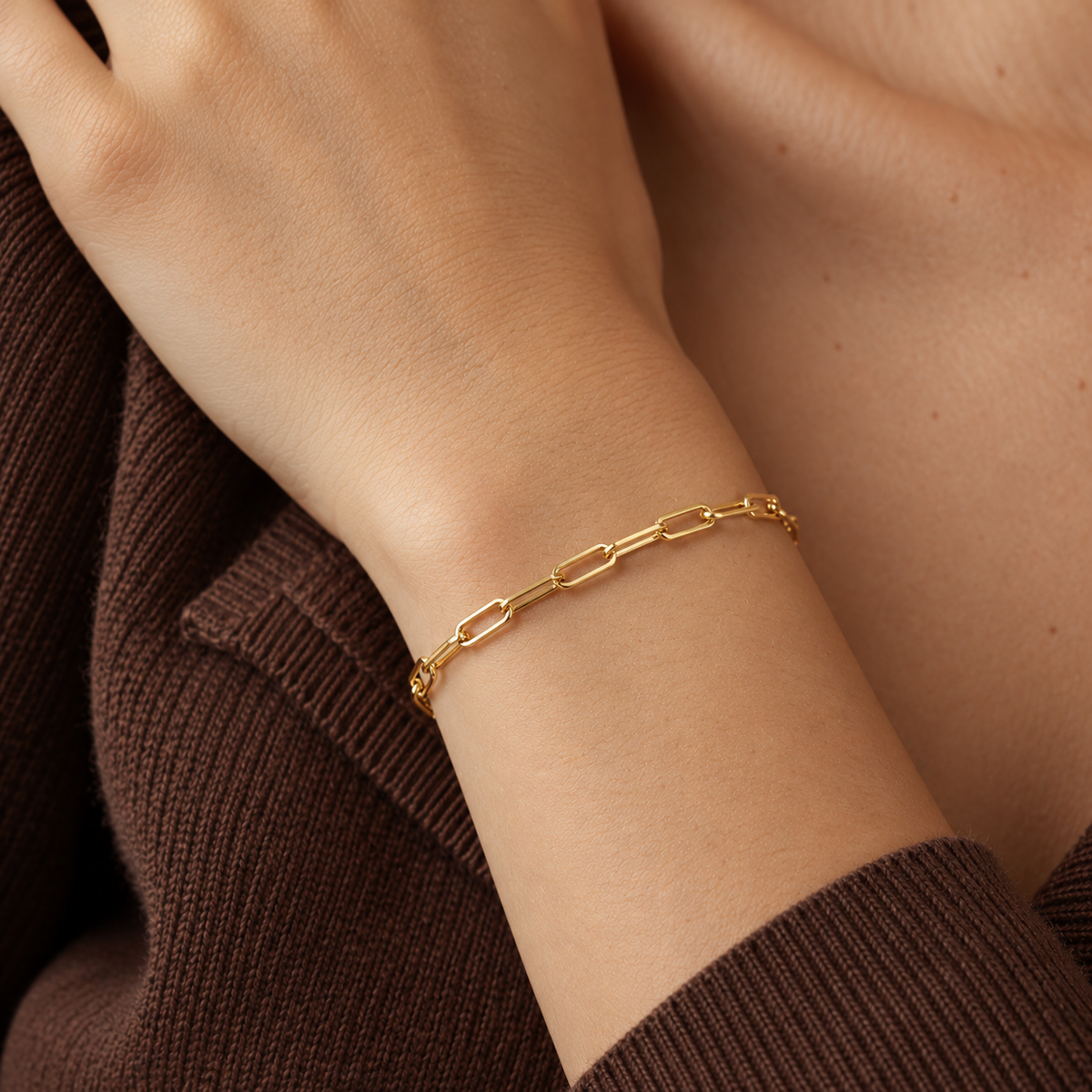 Paperclip Chain – Gliederarmband mit länglichen Gliedern aus 585 Gold