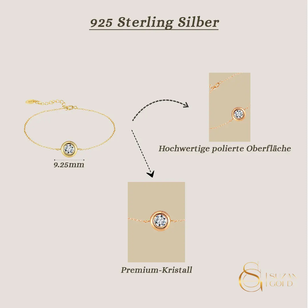Solivra – Zartes Armband aus 925 Silber mit brillantgeschliffenem Premium-Kristall für Damen Suzan Gold