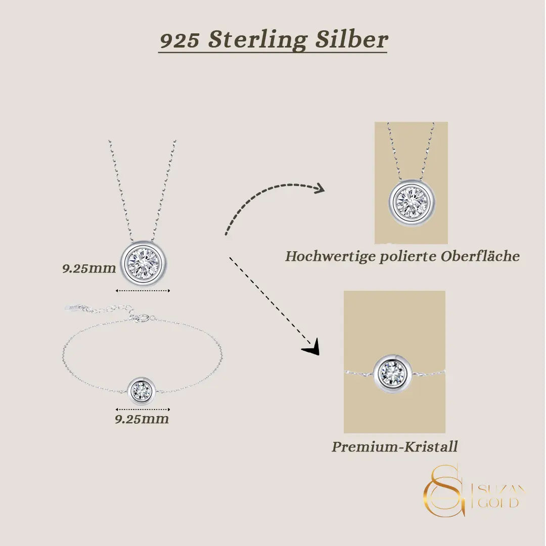 Aureline – 925 Silber Schmuckset Damen | Halskette & Armband mit Zirkonia Suzan Gold