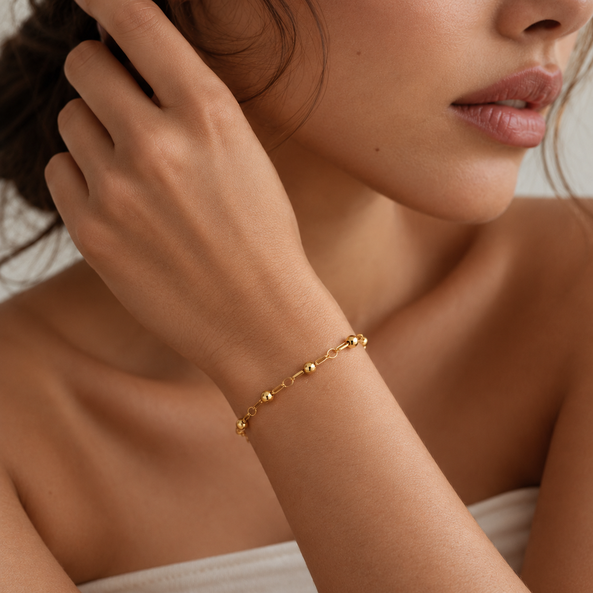 Dotted Chain – Feines Armband mit Gold-Kugeln aus 585 Gold