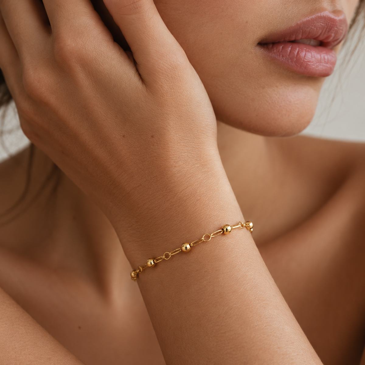 Dotted Chain – Feines Armband mit Gold-Kugeln aus 585 Gold