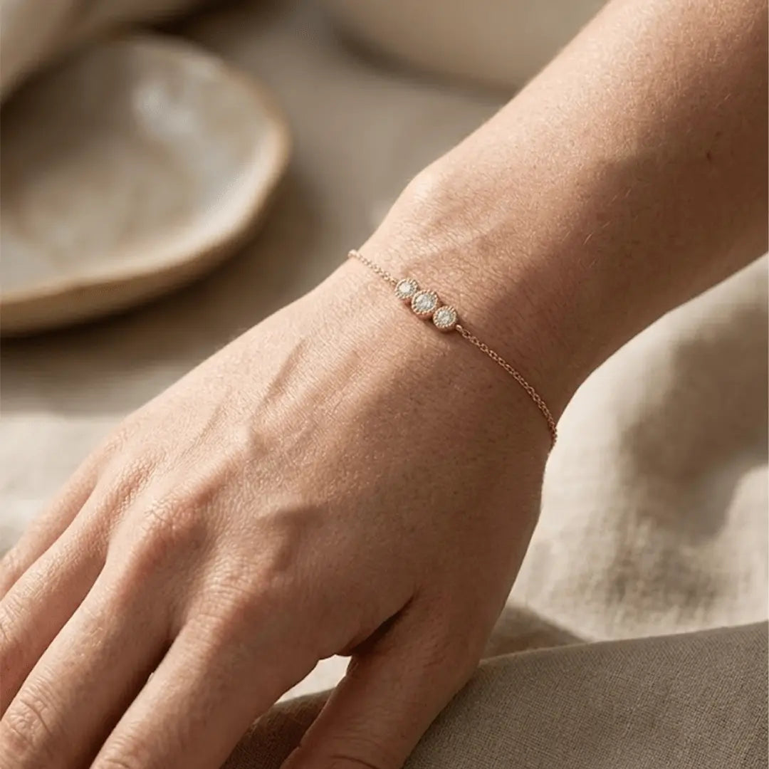 Drei Zirkonia Armband – 925 Sterling Silber Armband - Suzan Gold