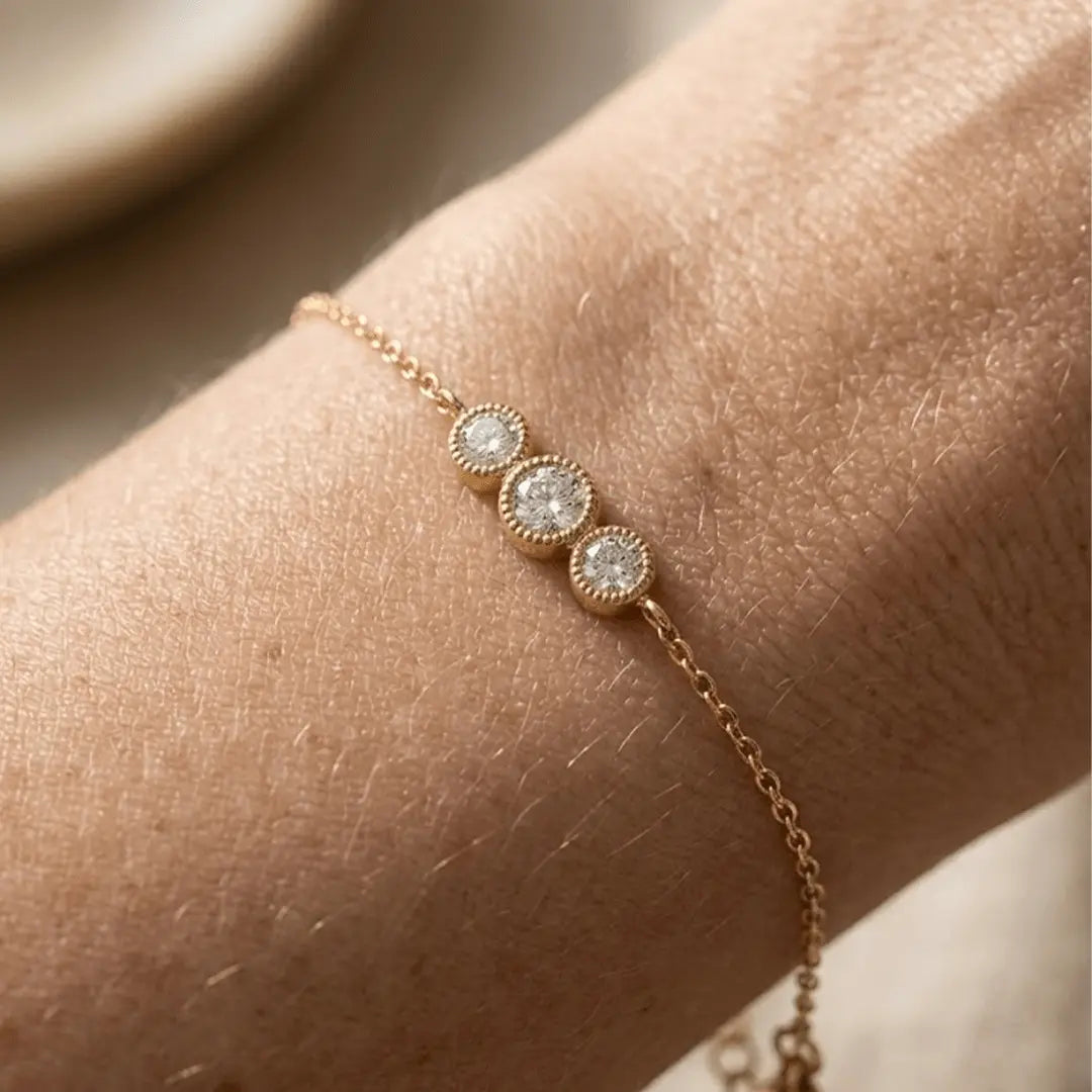 Drei Zirkonia Armband – 925 Sterling Silber Armband - Suzan Gold