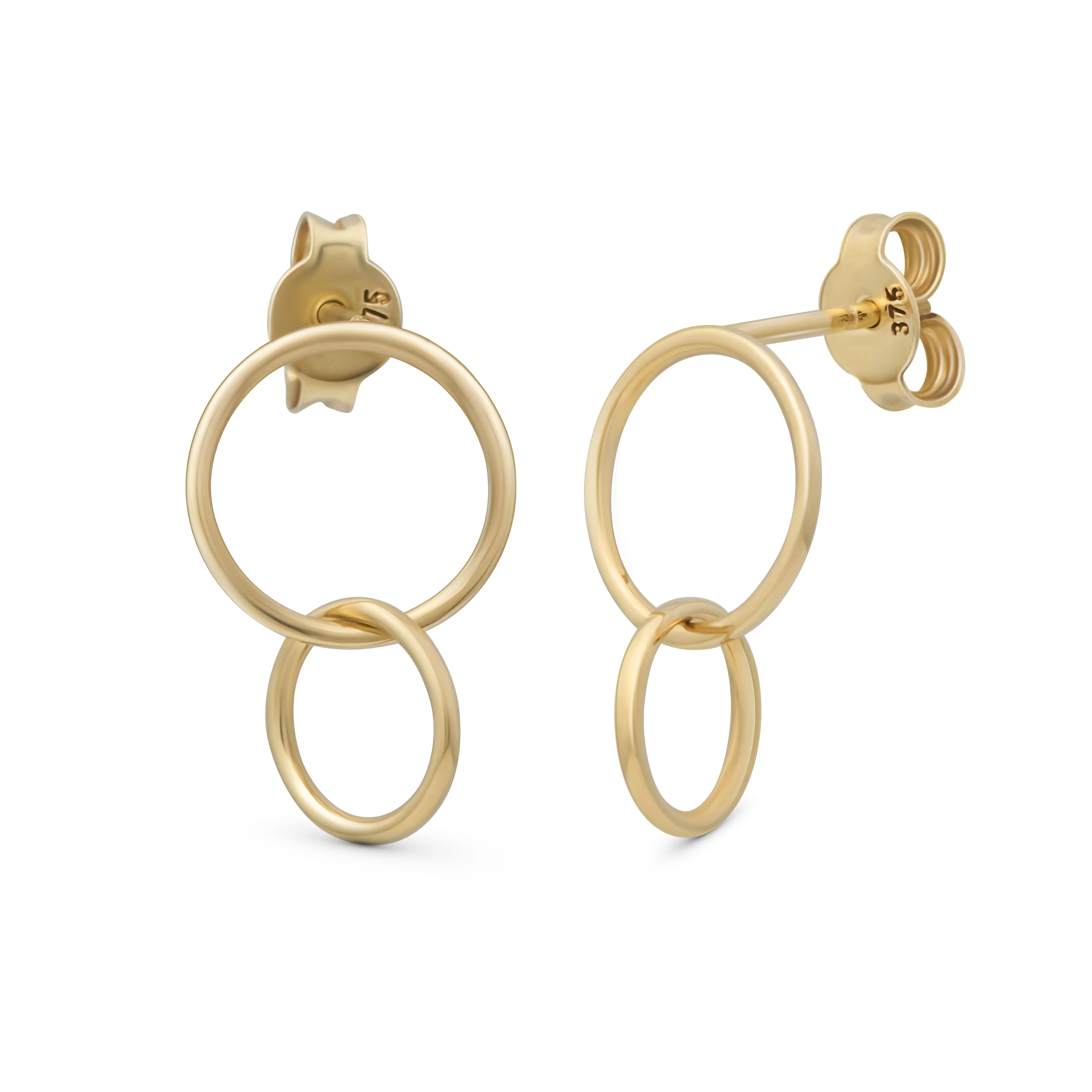 Tangled Ohrringe 375 Echtgold moderne Statement Ohrringe mit verbundenen Kreisen elegante Goldohrringe minimalistischer Schmuck geometrische Ohrringe Geschenk für sie zeitloser Alltagsschmuck