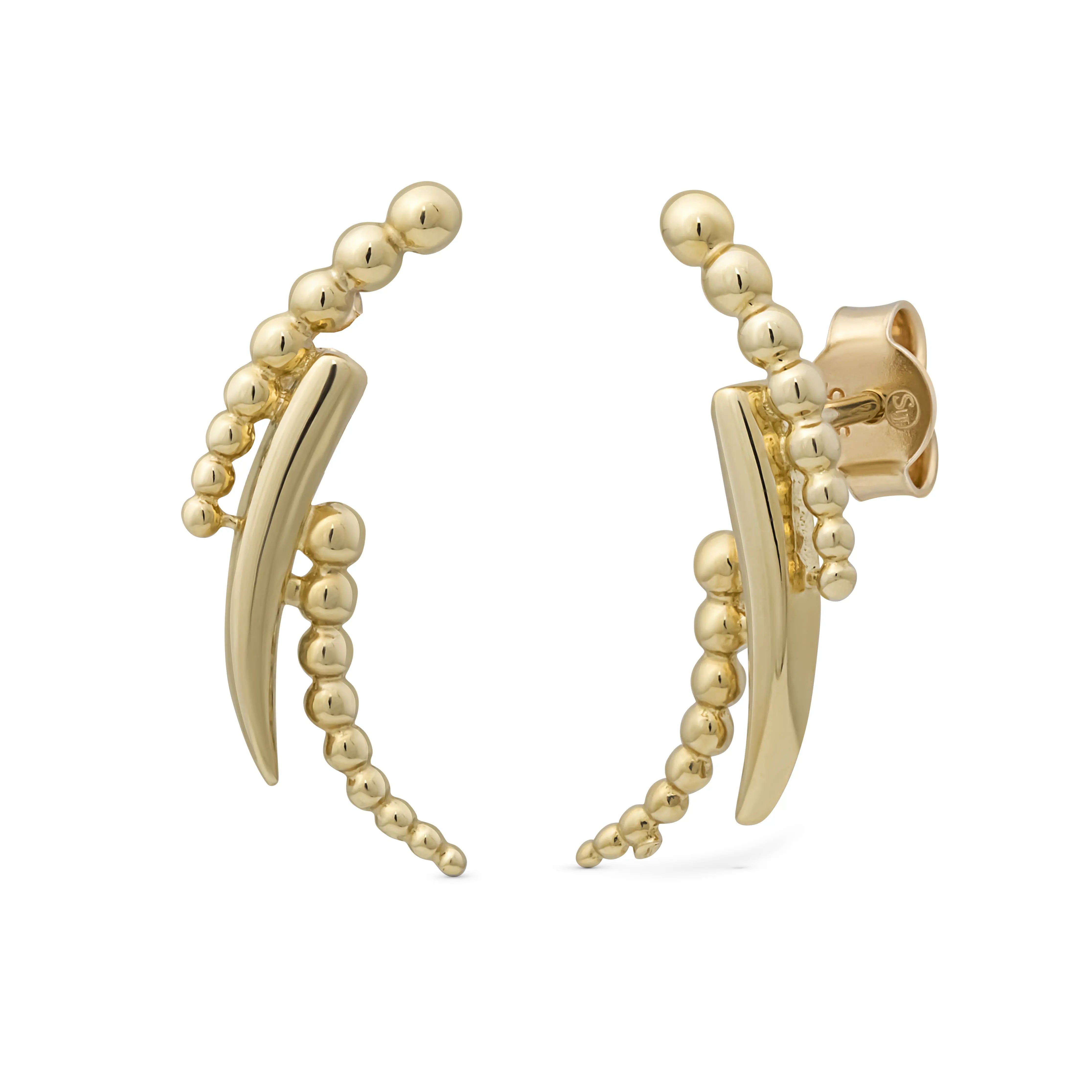 Euphoria Stecker 375 Echtgold moderne Statement Ohrringe elegante Ear Climber Gold Stecker minimalistischer Schmuck trendige Gold Earrings edgy Ohrstecker zeitloser 375 Goldschmuck Geschenk für sie stylische Curved Earrings