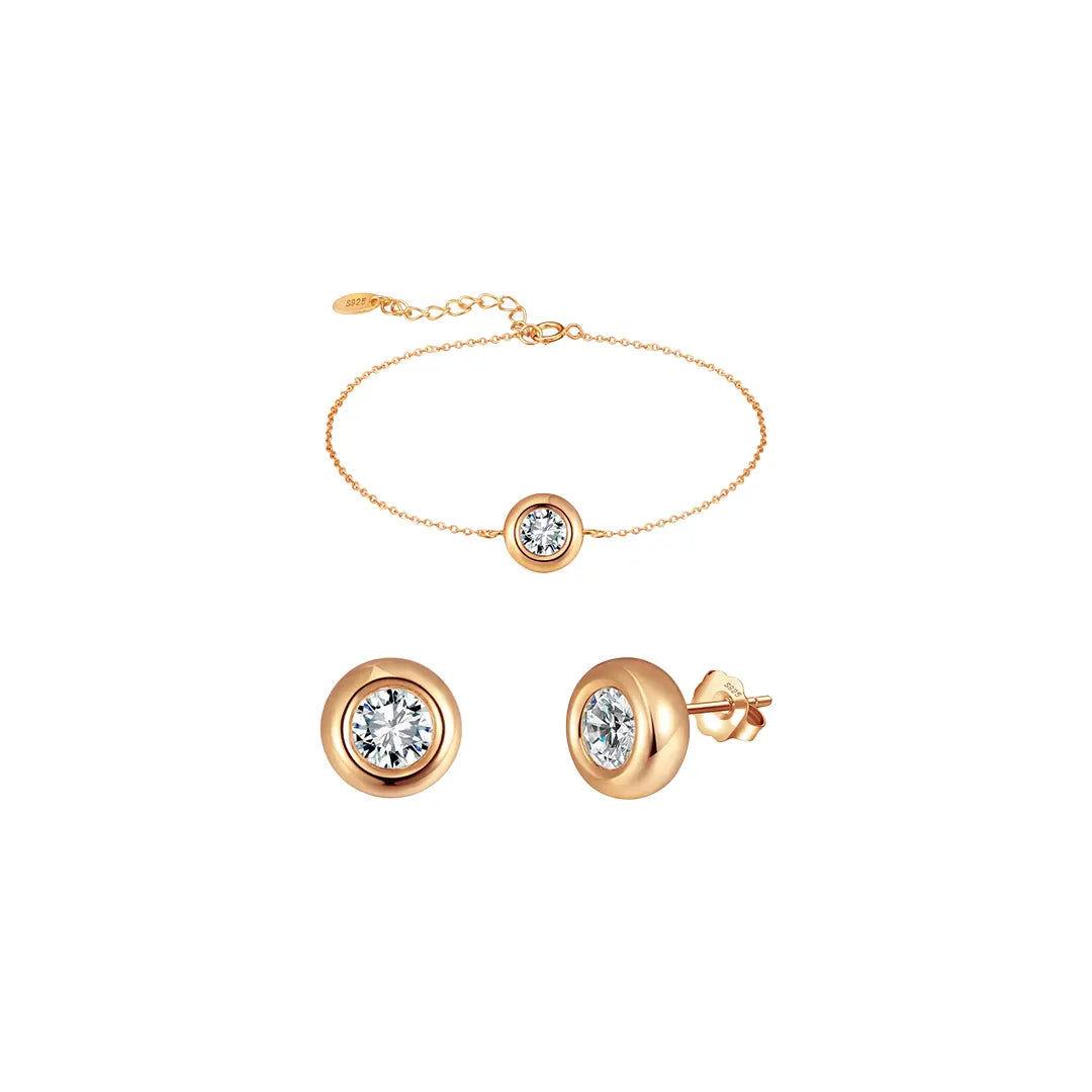 Zirelle – 925 Silber Schmuckset Damen | Armband & Ohrringe mit Zirkonia Suzan Gold