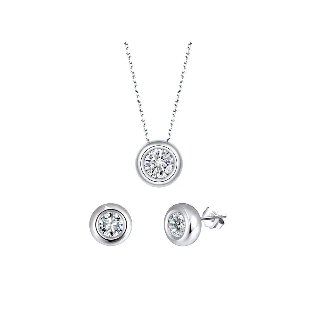 Aurevia Gold – 925 Silber Schmuckset Damen | Halskette & Ohrringe mit Zirkonia Suzan Gold